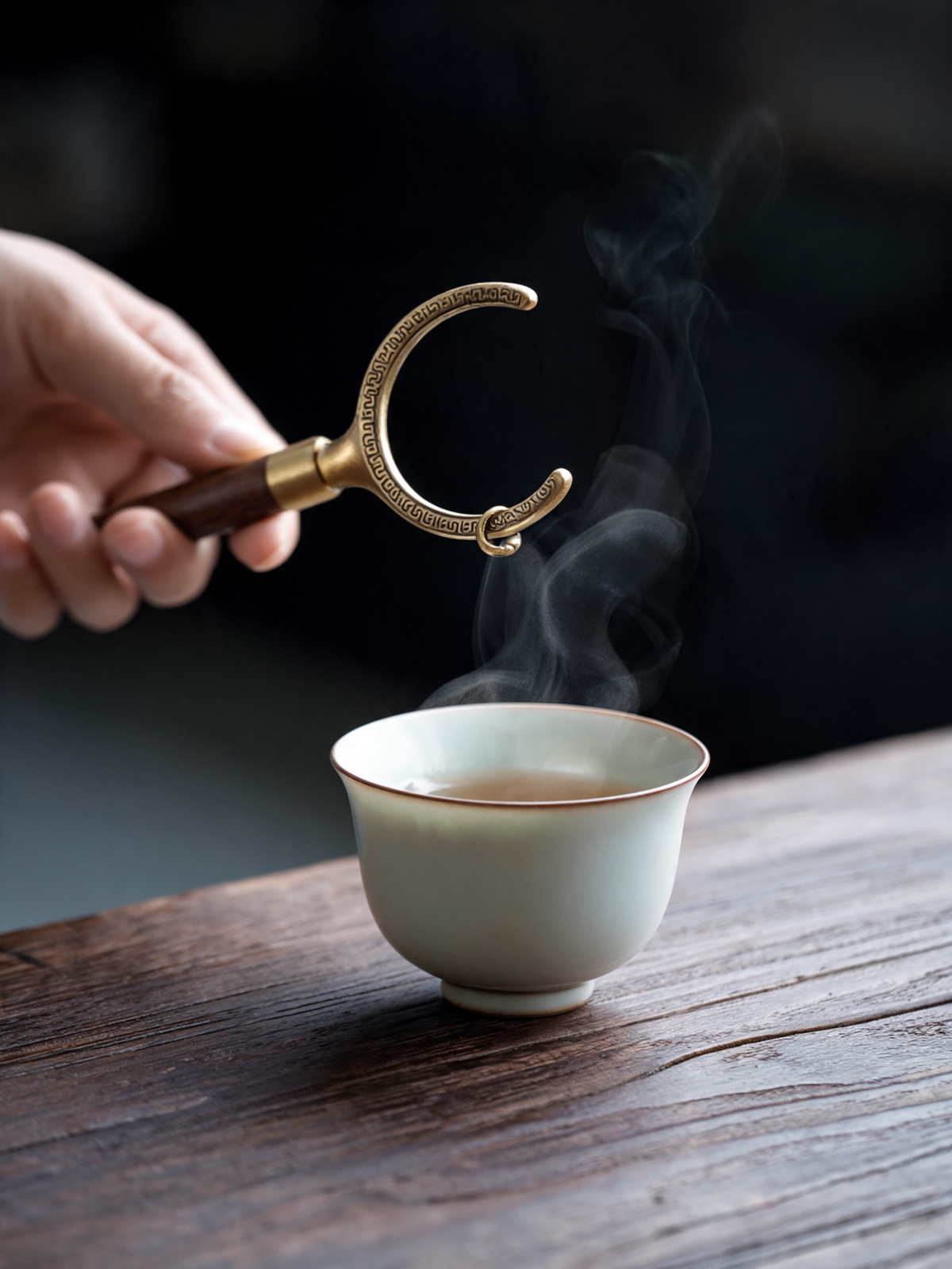 Black Liu Junzi Tea Tool Set organised on a tea tray