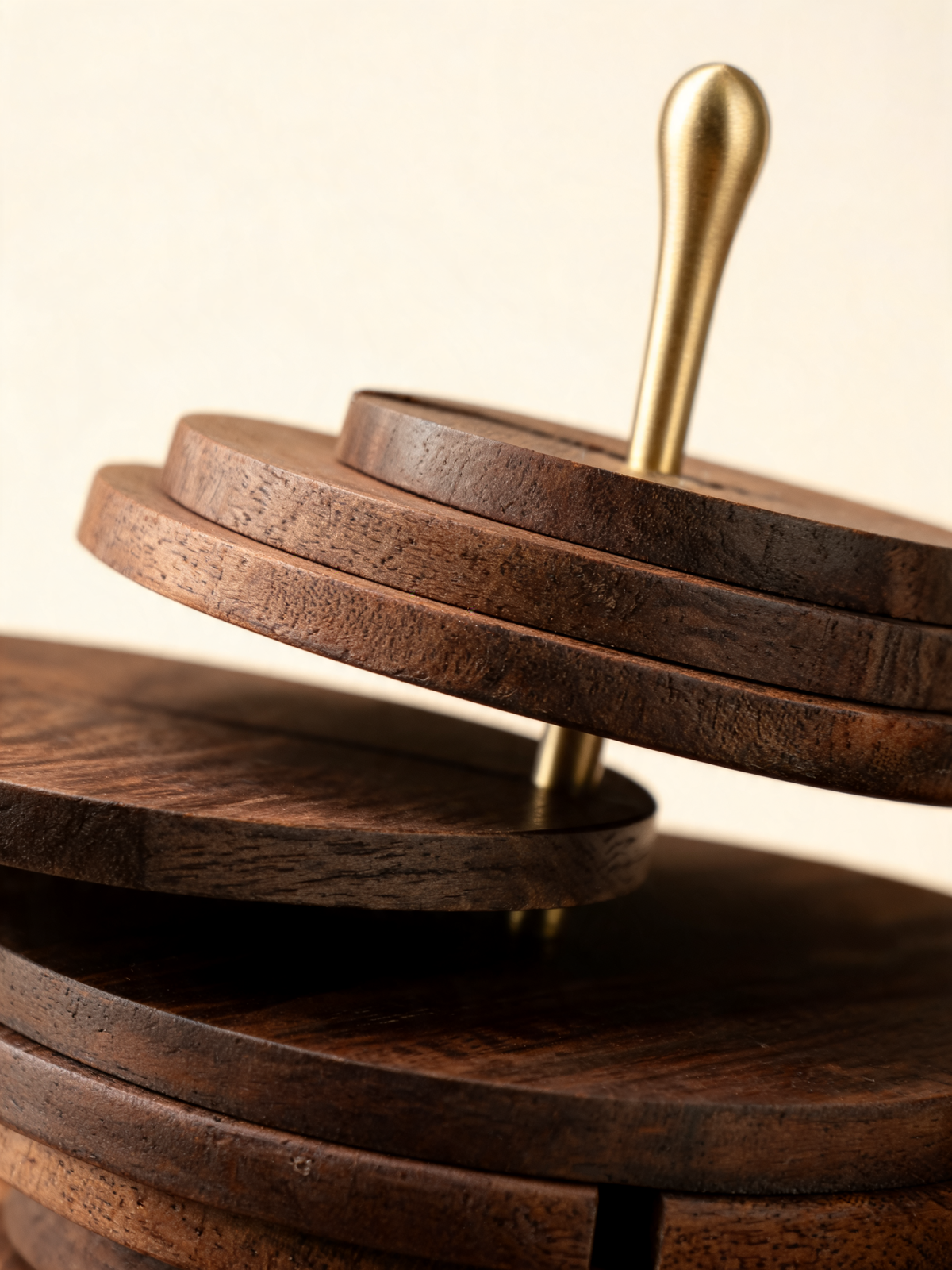 Detail of the black walnut grain on an individual coaster