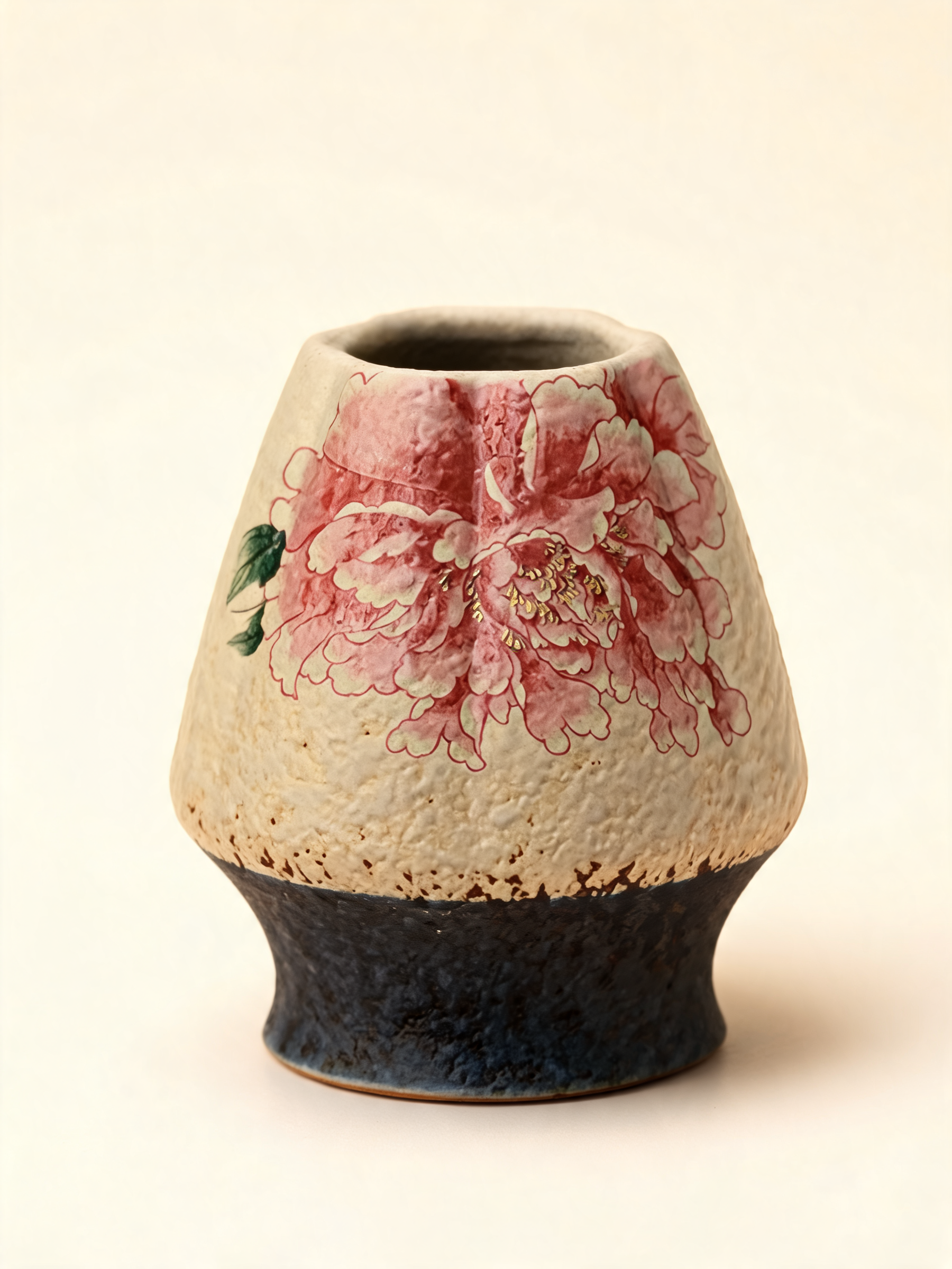 Botan Chasen Rest ceramic matcha whisk holder with peony motif