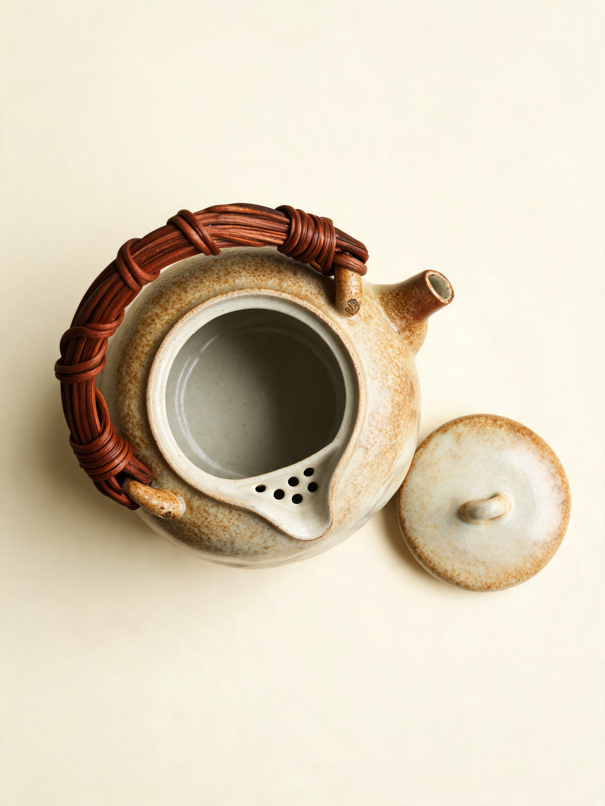 Close-up of the wood-fired texture on the Chaishao teapot body