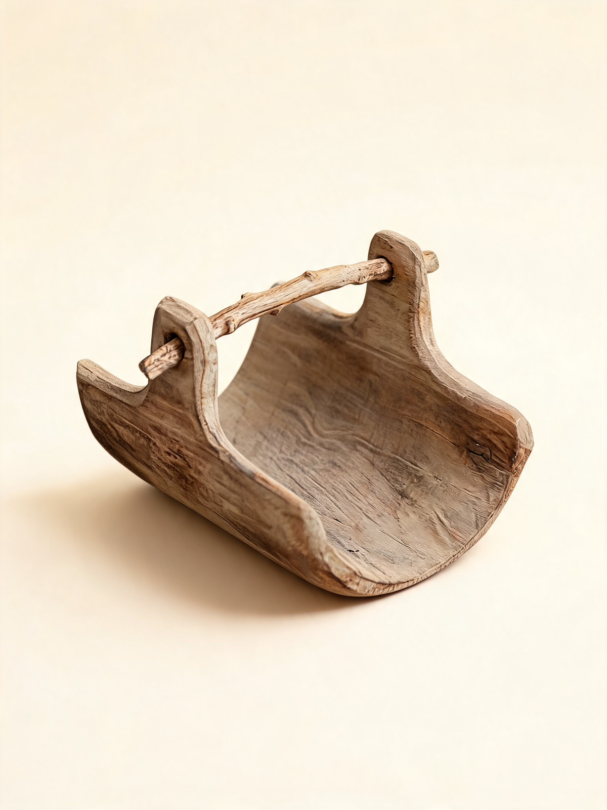 Chao Basket handcrafted willow wood basket with natural branch handle