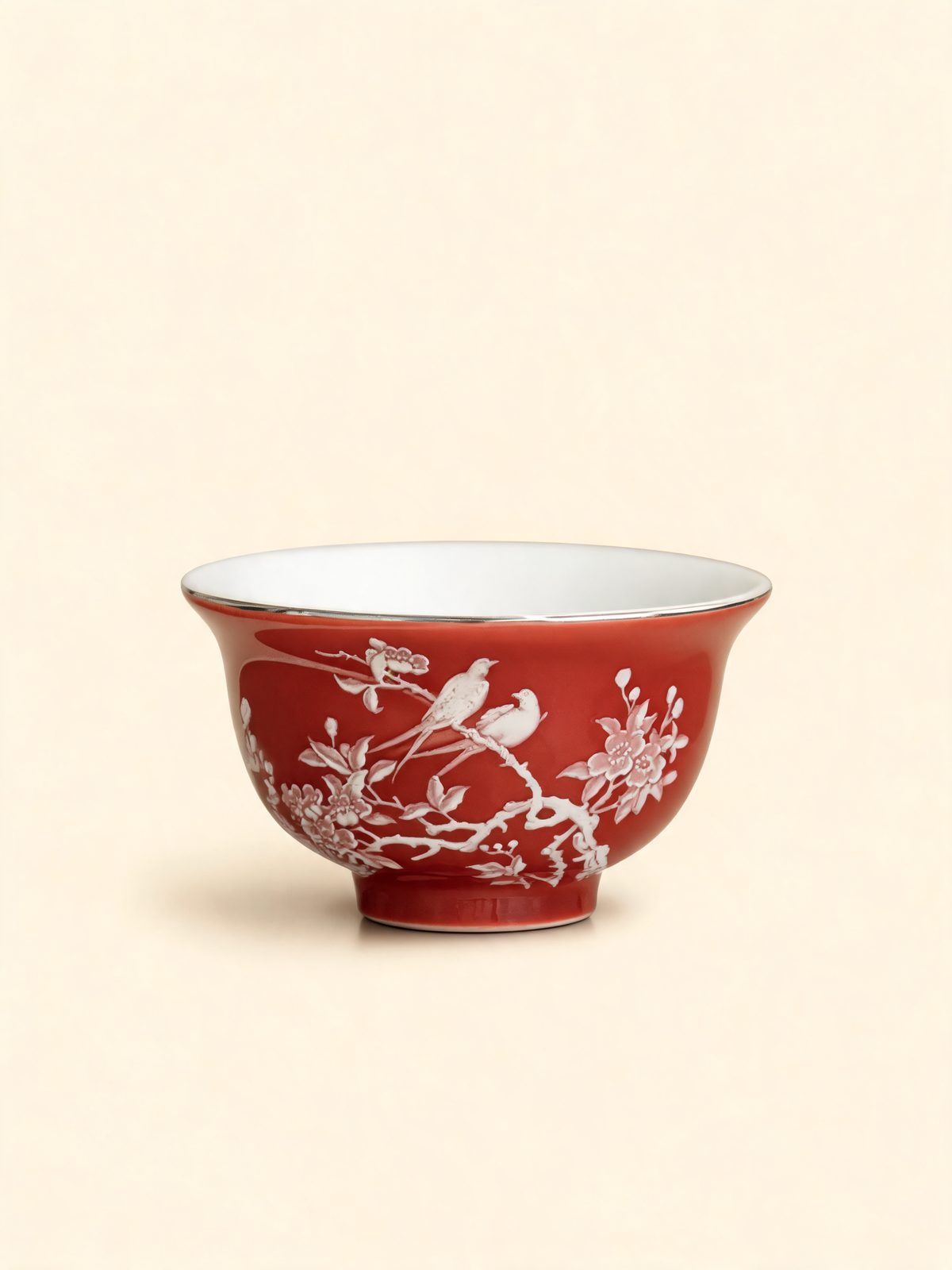 Coral Red Yashou Cup coral red glazed porcelain tea cup