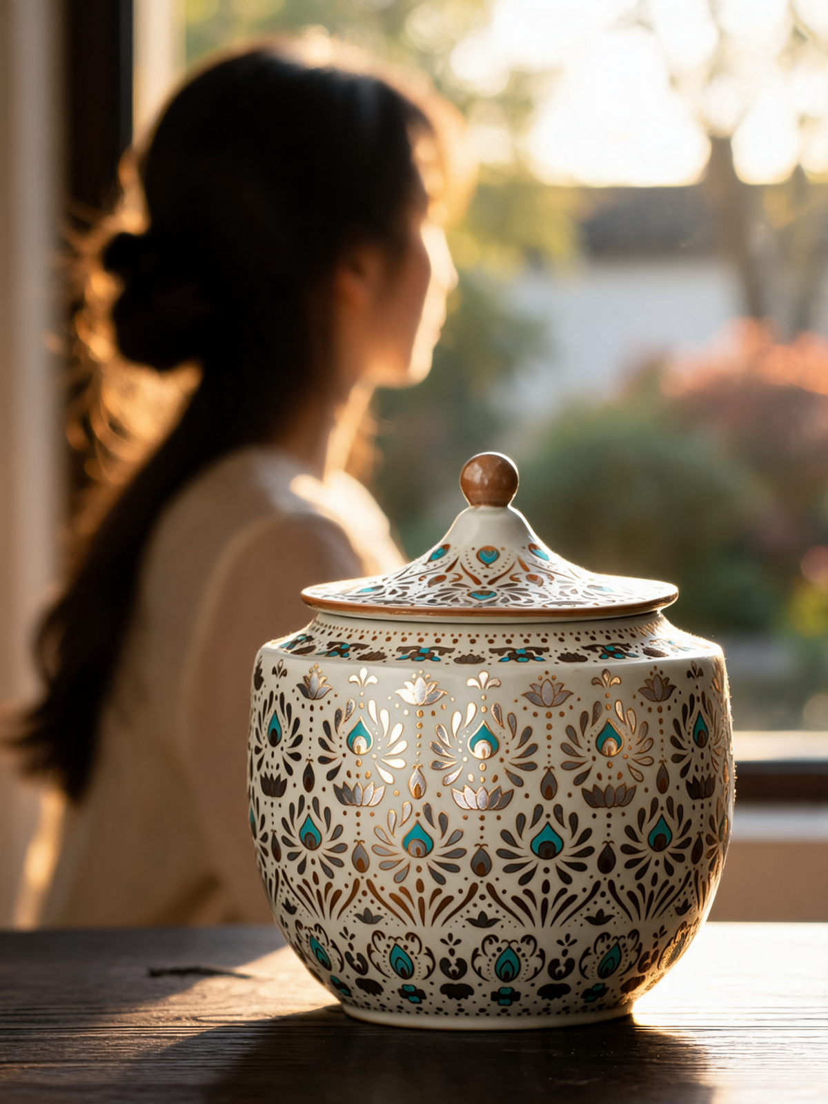 Dunhuang Jar 15 cm tall sealed tea caddy with 900 ml capacity