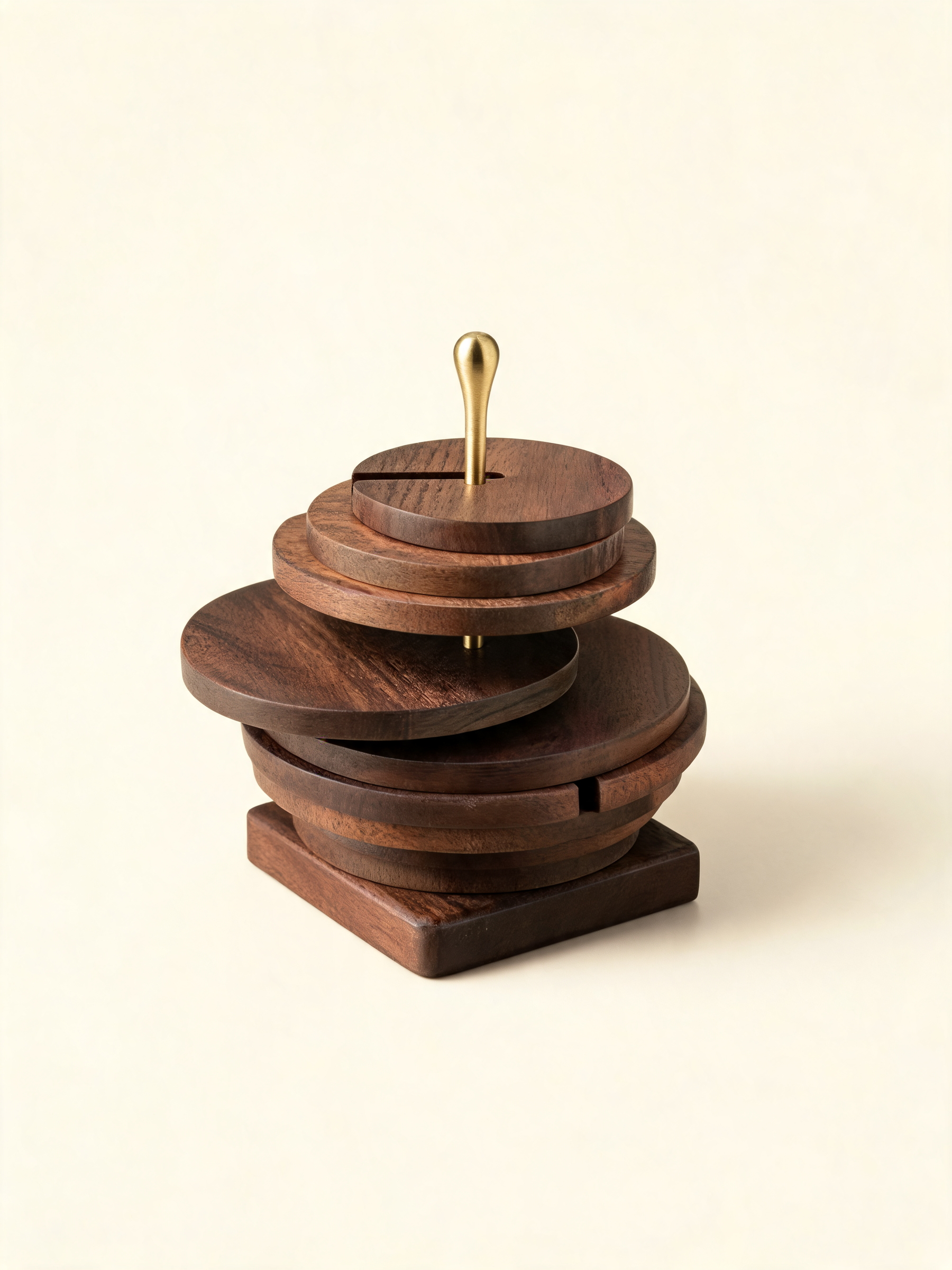 Black Walnut Spiral Coaster Set