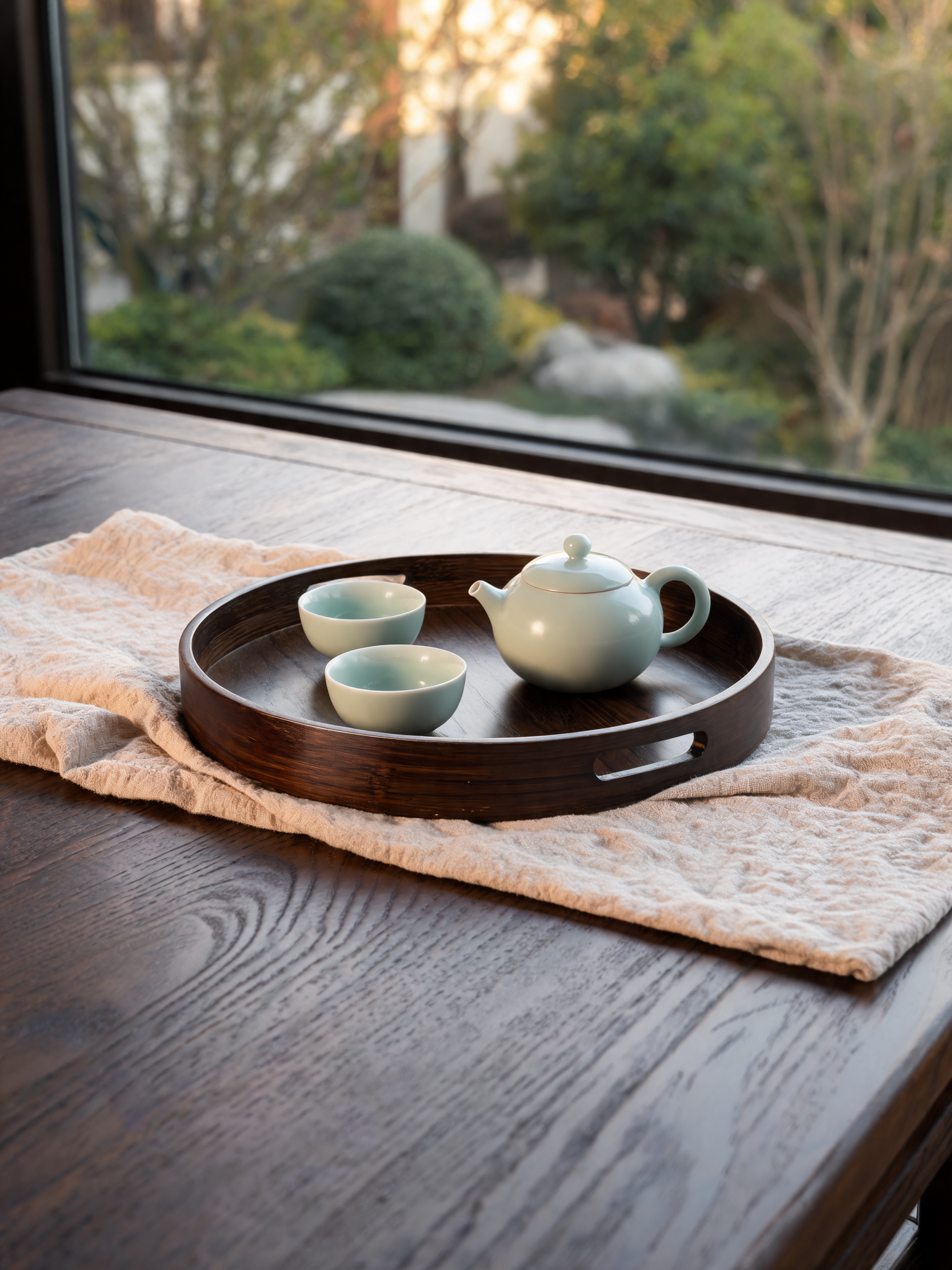Natural Bamboo Round Tray