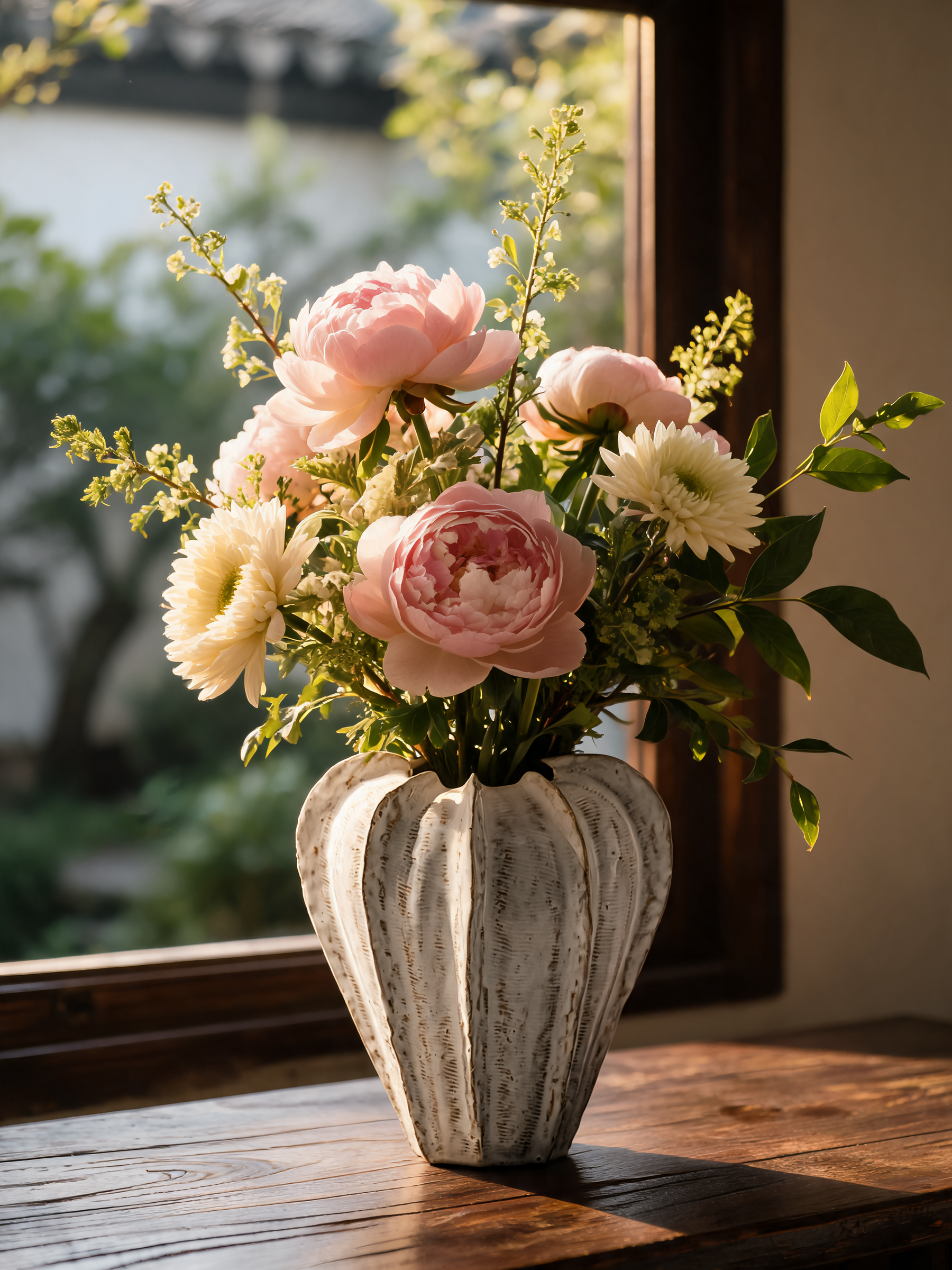 Ribbed Ceramic Vase