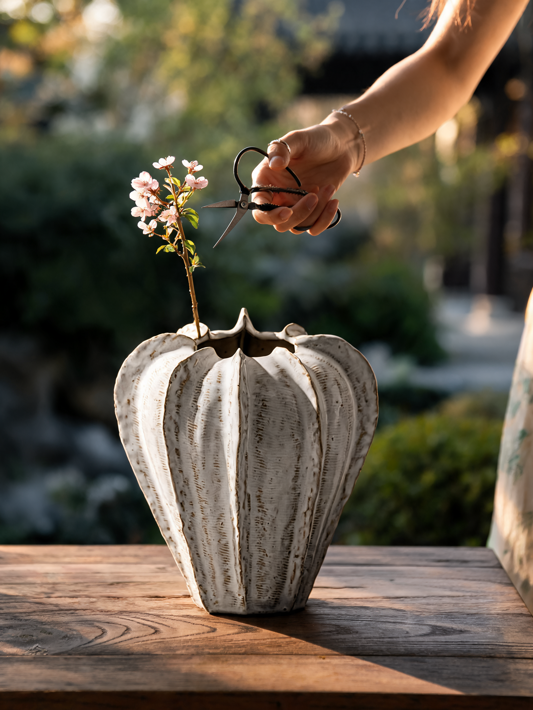Ribbed Ceramic Vase
