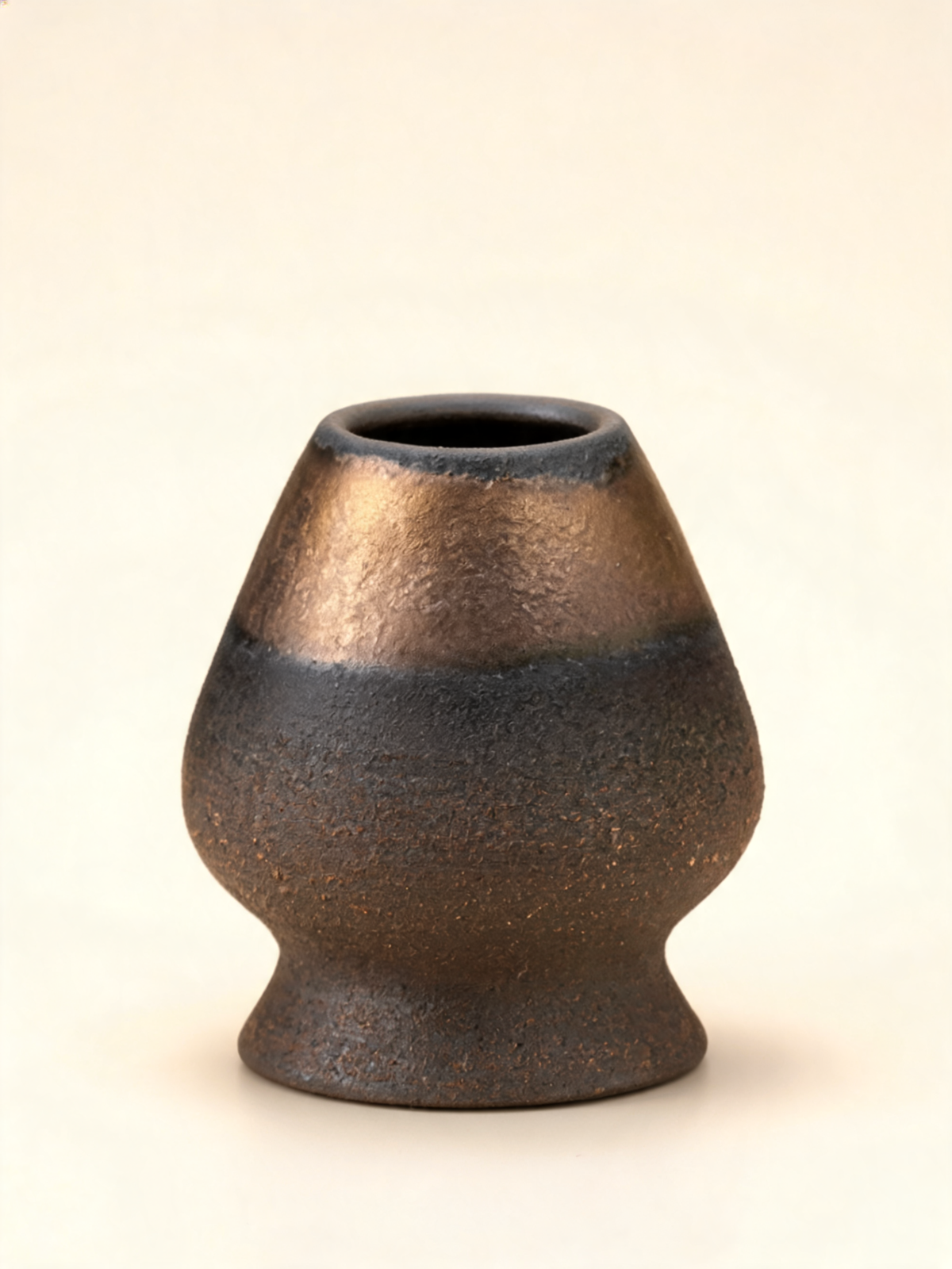 Kintsu Chasen Rest ceramic matcha whisk holder in iron black glaze
