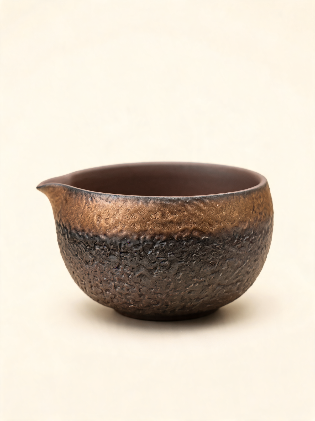 Kintsu Matcha Bowl ceramic chawan in iron black glaze with gold tones