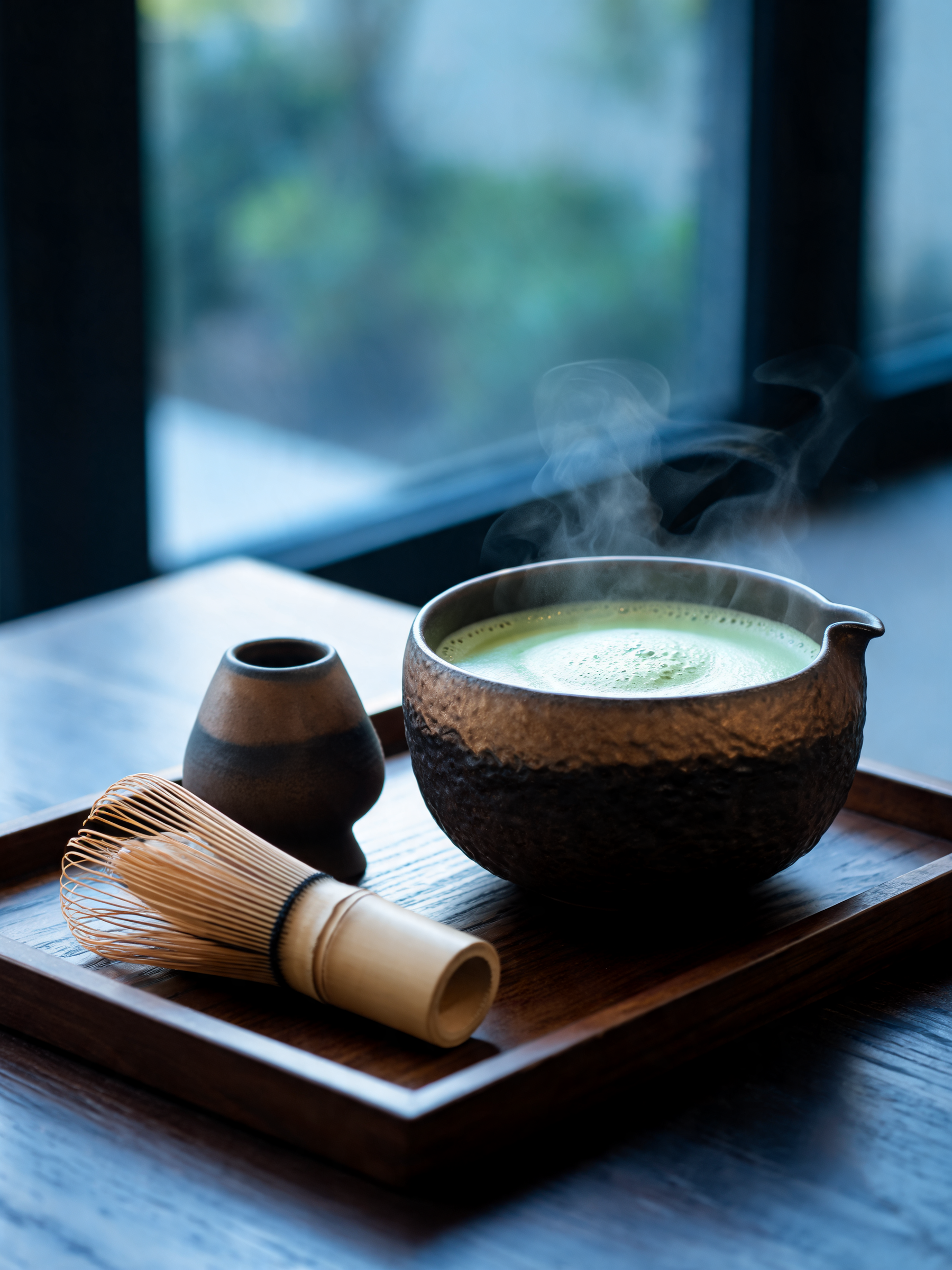 Kintsu Matcha Set with matcha bowl, whisk rest, bamboo whisk and scoop