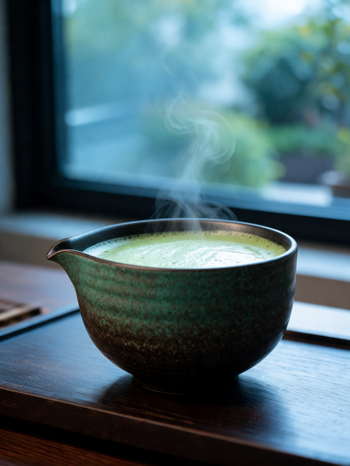 Detail of the hand pinched irregular rim on the Koke Matcha Bowl