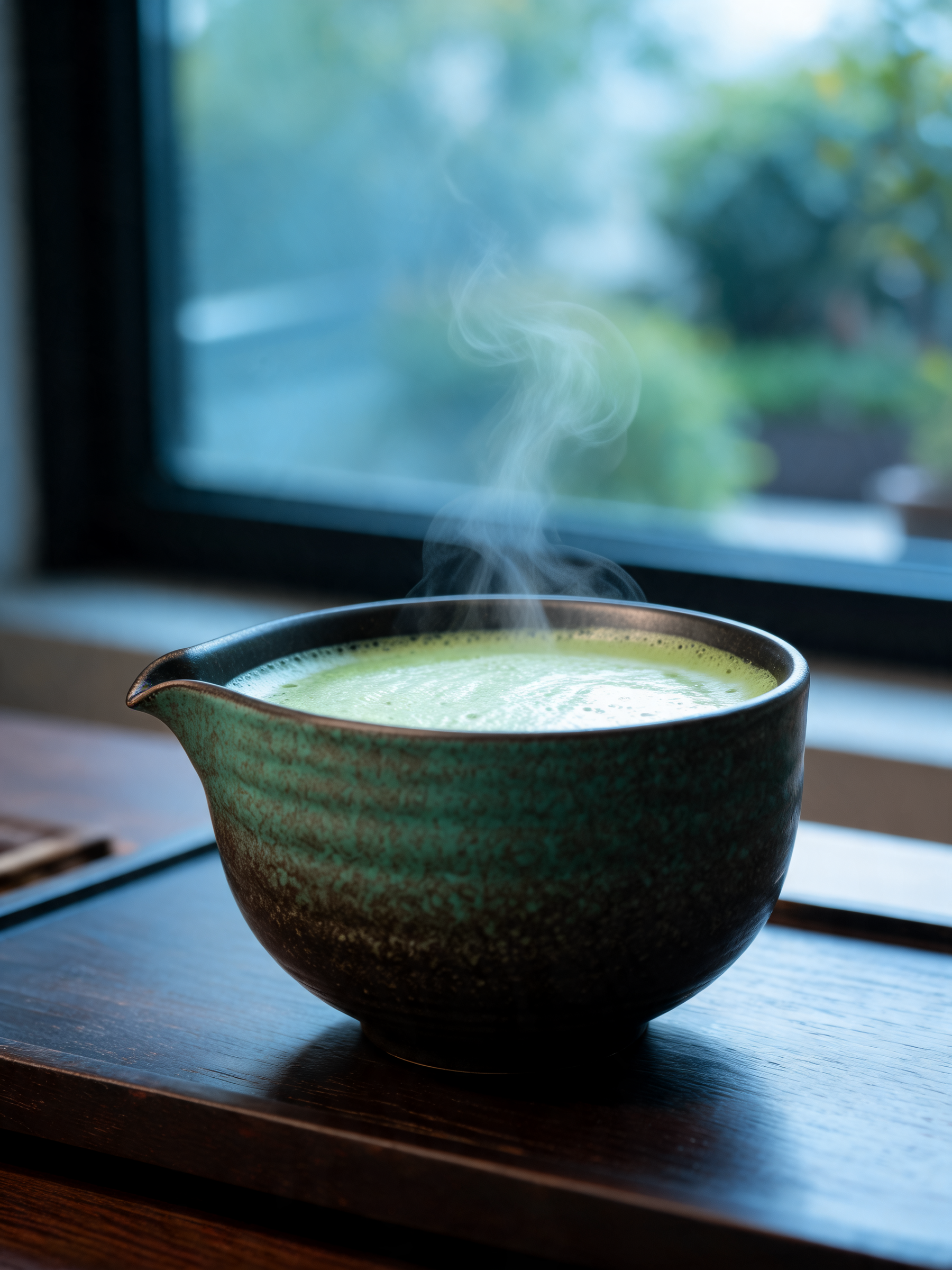 Detail of the hand pinched irregular rim on the Koke Matcha Bowl