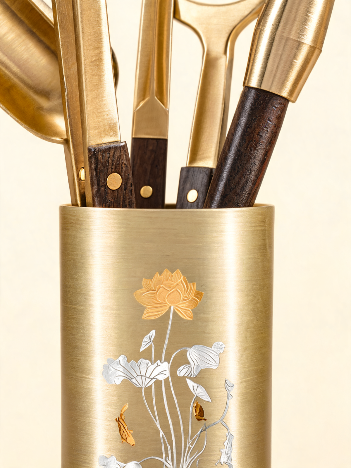 Liu Junzi Set cast brass tools with ebony wood handles