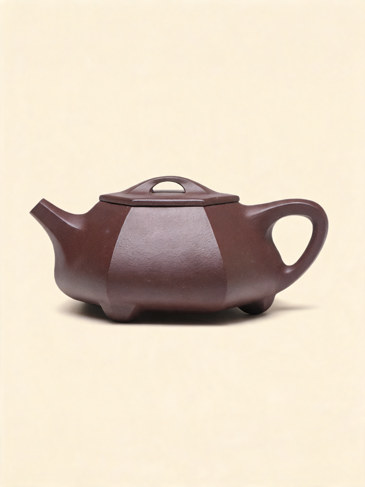 Liufang faceted teapot with six planes in purple Zisha clay