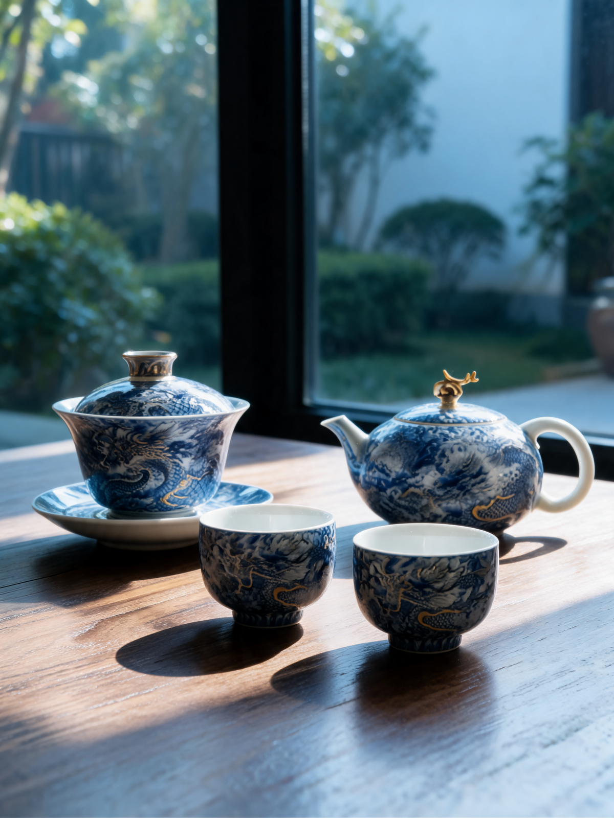 Longfeng tea ceremony set in its presentation case with certificate
