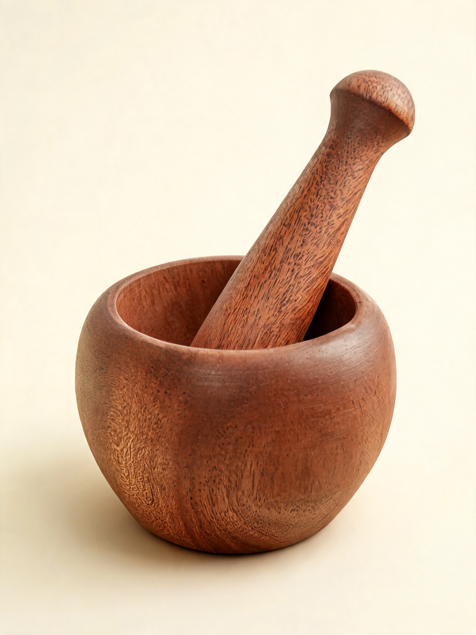 Mahogany Wood Mortar and Pestle in natural sanded mahogany