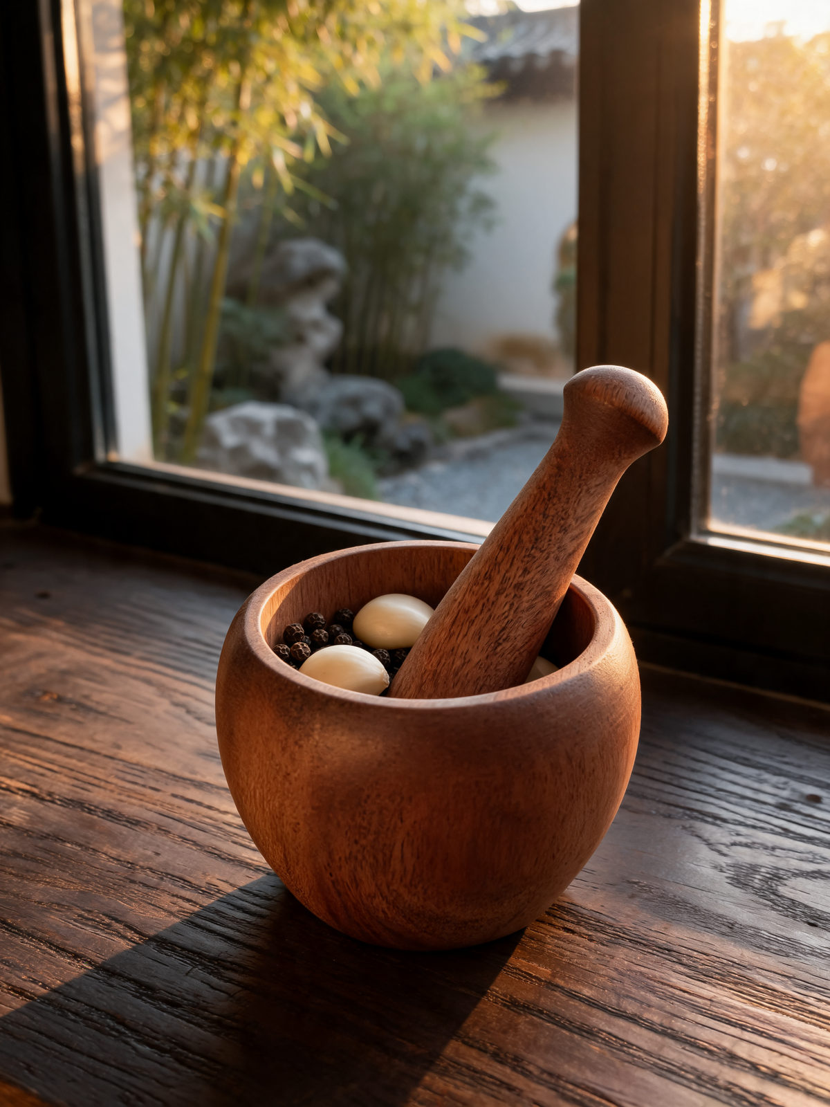 Mahogany Wood Mortar and Pestle with 10.5 cm mortar and 14.8 cm pestle