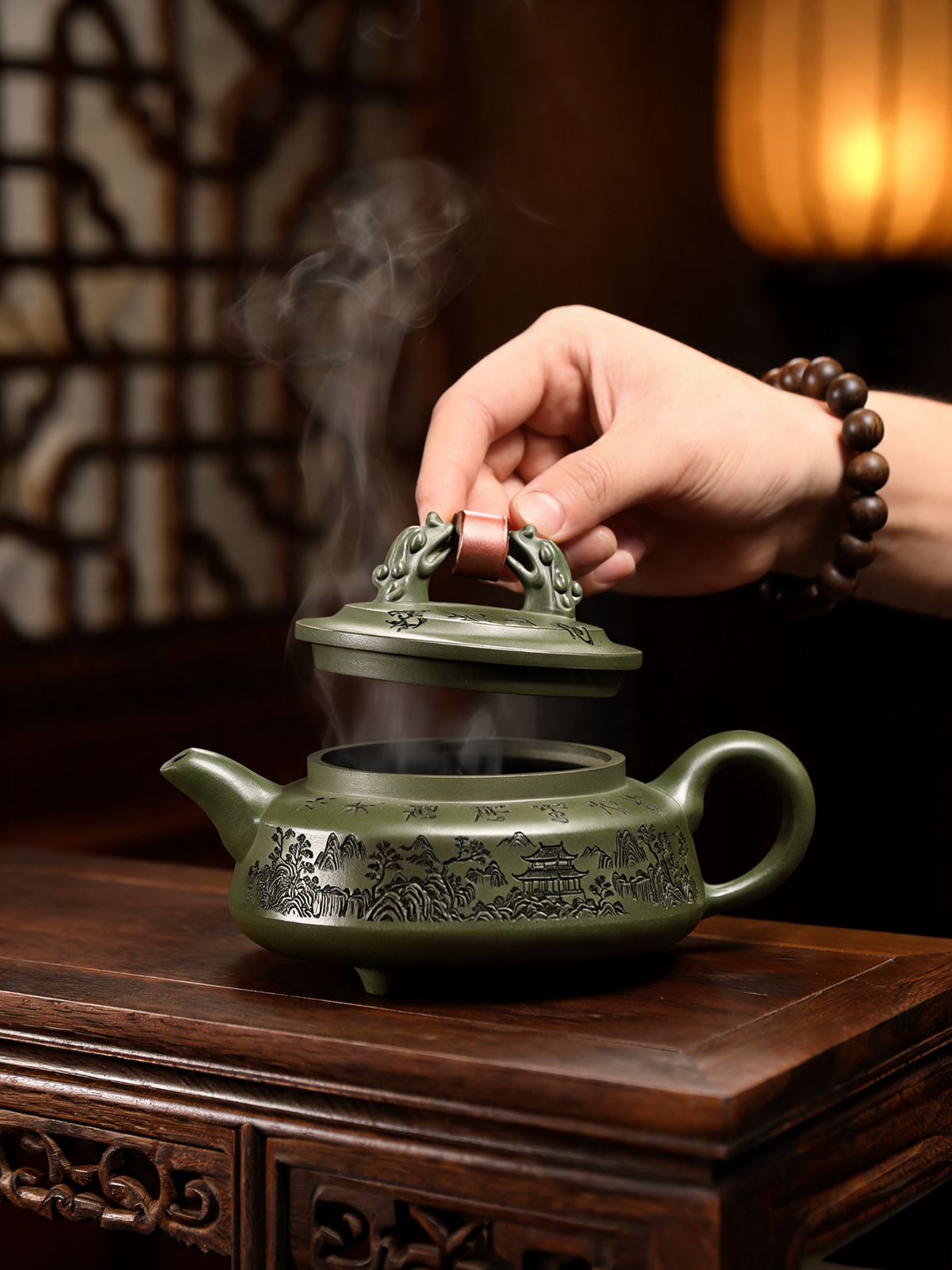 Shuang Long Teapot three legged ding inspired base