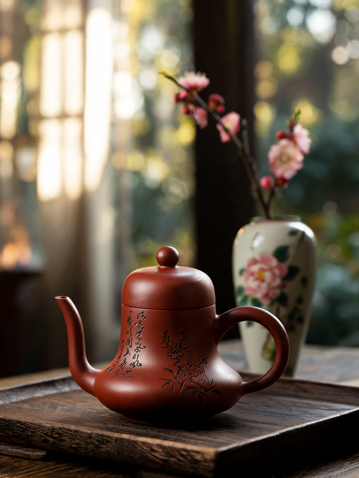 Siting Teapot 130 ml tall gourd inspired Yixing teapot