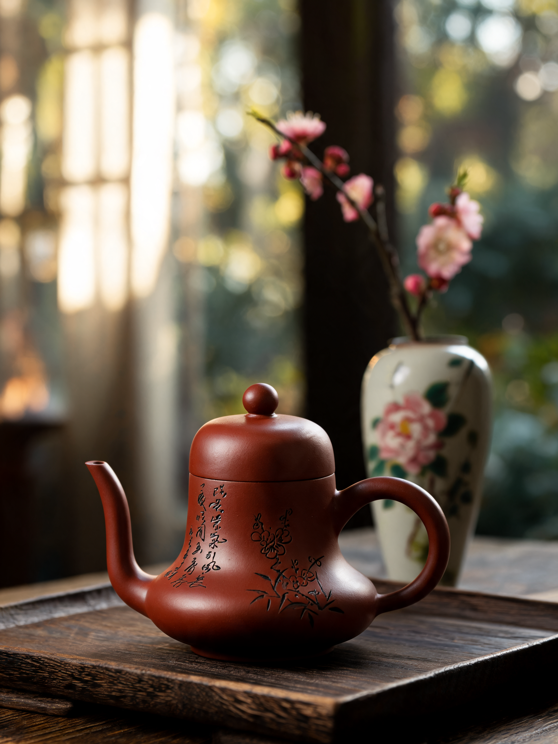 Siting Teapot 130 ml tall gourd inspired Yixing teapot