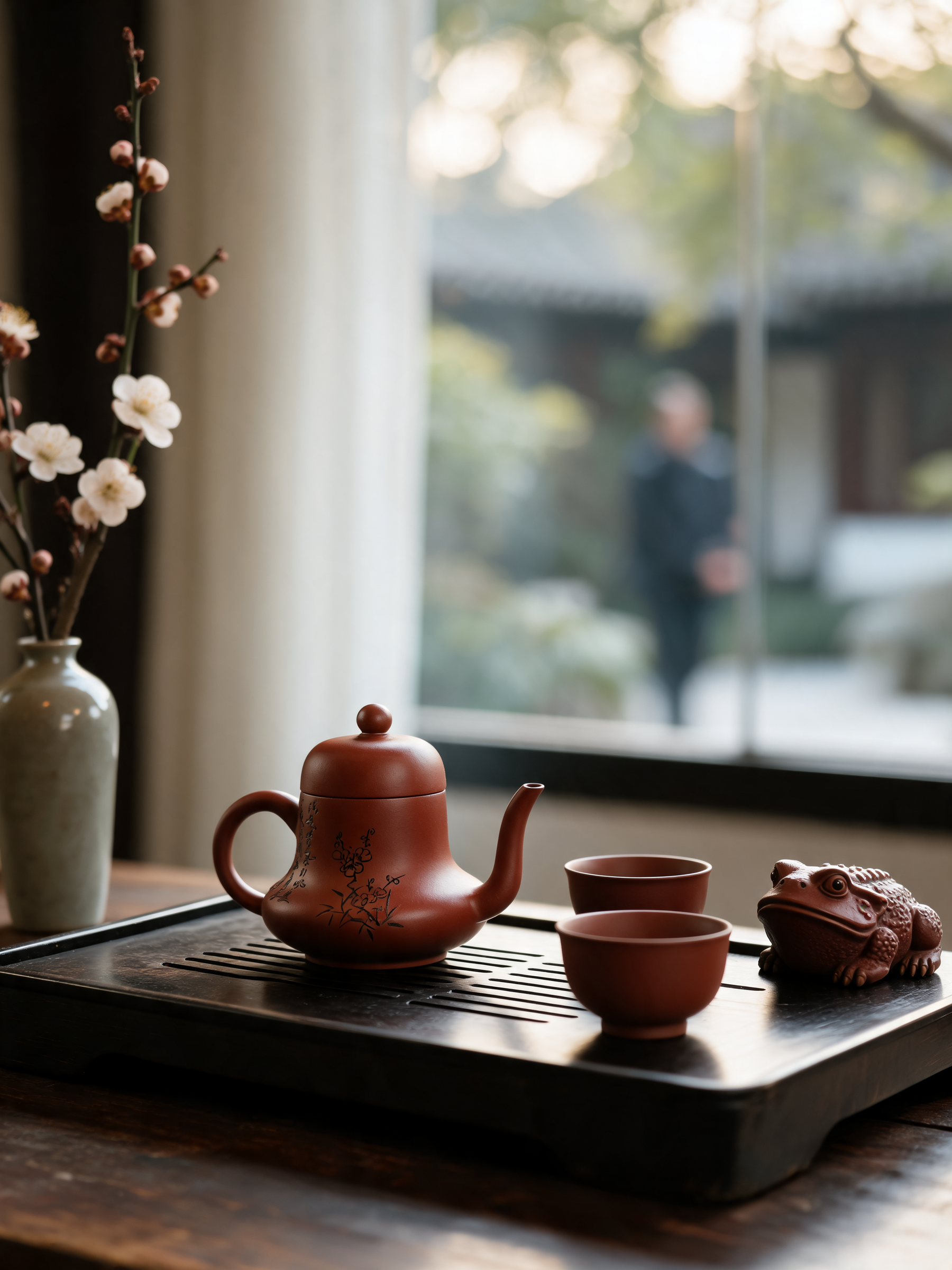 Siting Teapot sweeping curved spout and ring handle