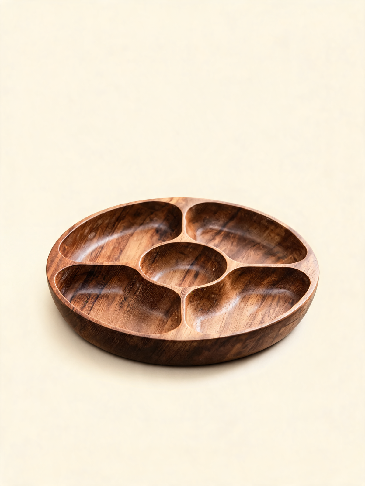 Walnut Five Section Tray carved from a single piece of solid walnut